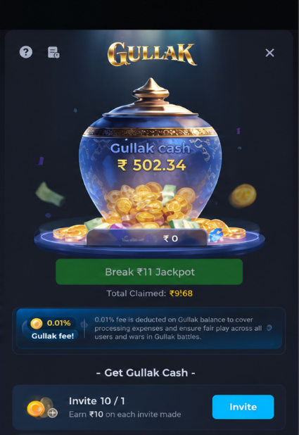LUCKX APK Gullak cash rewards and jackpot screen India
